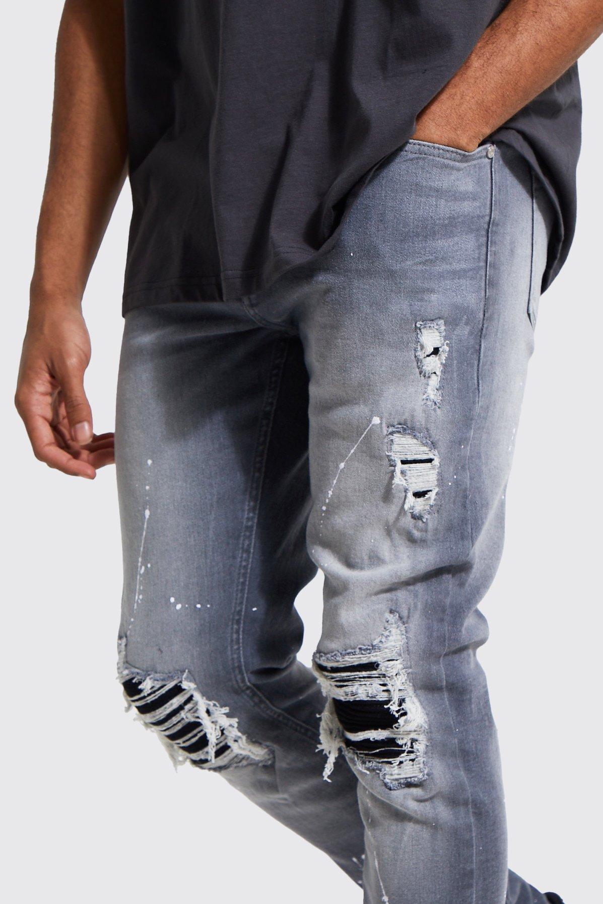 Mens repaired hot sale jeans